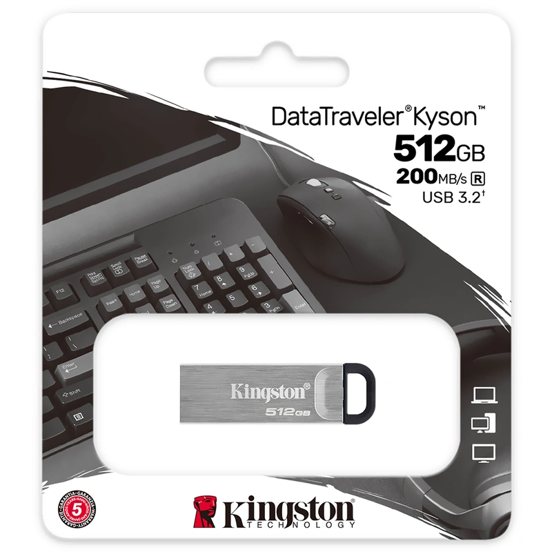 Pendrive Kingston Kyson 512GB USB 3.2 - Prata (DTKN512GB) - Imagem 3