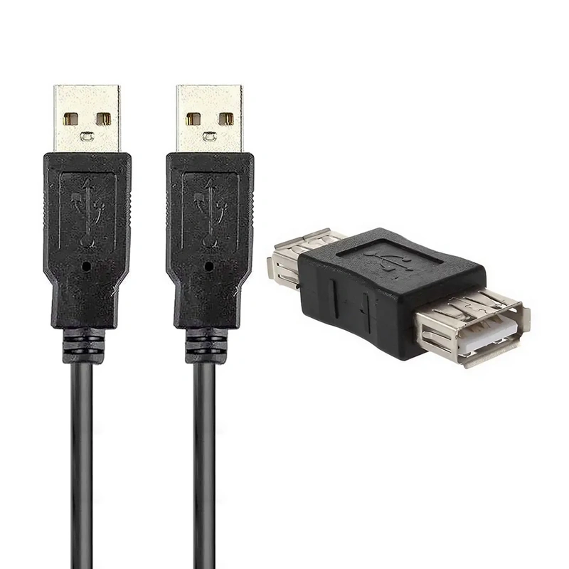 Cabo de Extensão USB para USB 2.0 Macho Macho + Adaptador USB Fêmea - 1.5M