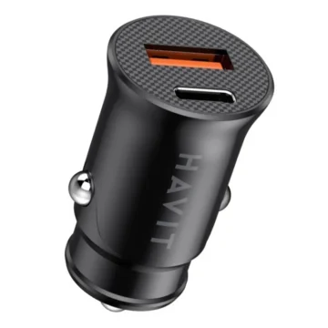 Carregador de Bateria Veicular Havit CC2022 20W USB USB-C - Preto