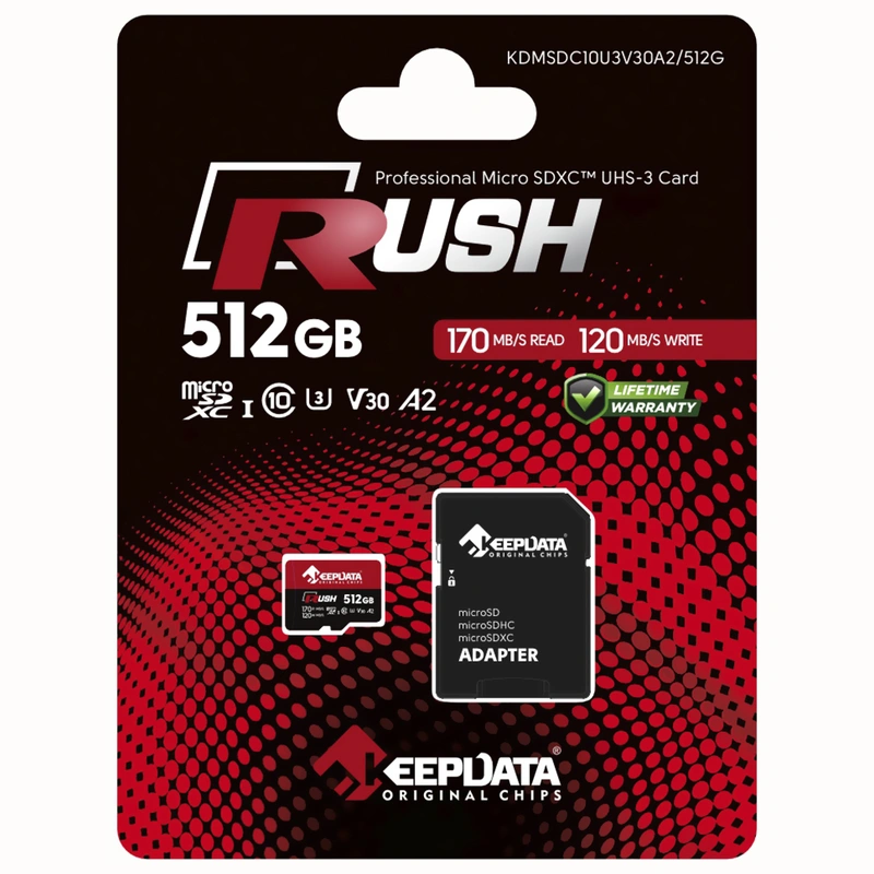 Cartão de Memória Micro SD Keepdata Rush C10 XC I U3 V30 A2 512GB - KDMSDC10U3V30A2512G - Imagem 2