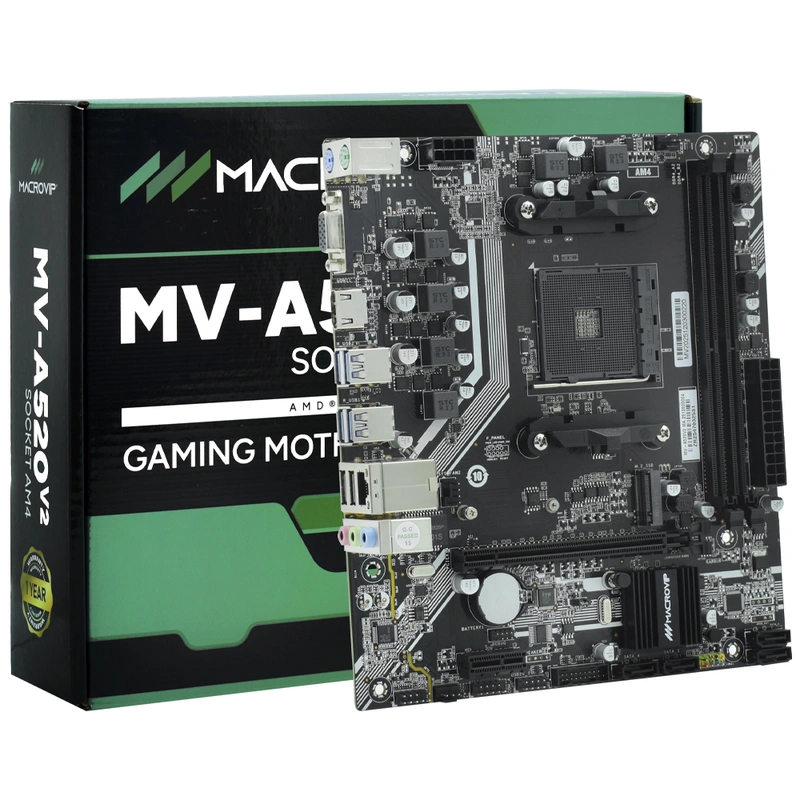 Placa Mãe Macrovip MV-A520V2 Socket AM4 VGA DDR4 AMD A520 Micro ATX