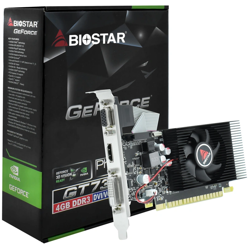 Placa de Vídeo Biostar 4GB GeForce GT730 GDDR3 - VN7313TH41-TBAR2-BS2 128 bits