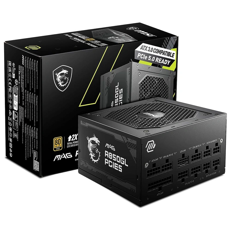 Fonte de Alimentação MSI MAG A850GL PCIE5 850W Modular 80 Plus Gold ATX
