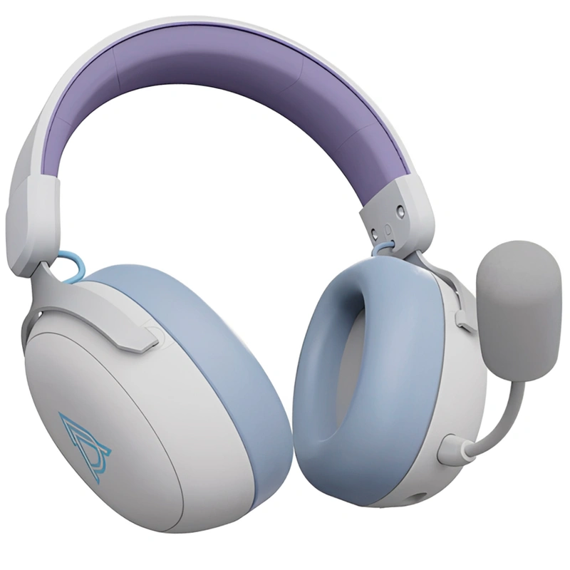 Headset Gamer Ajazz AHM08 Max Wireless - Branco Roxo (986932) PC USB Receiver de 2.4G - Imagem 2