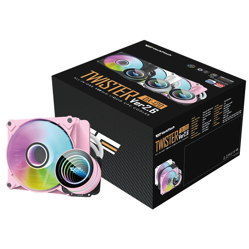 Water Cooler Para Processador darkFlash Twister DX-120 V2.6 120MM ARGB - Rosa - Imagem 3