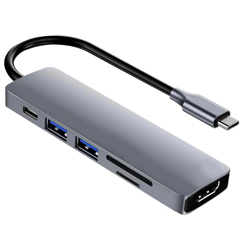 Hub USB-C 3.1 Satellite A-HUBC55 6 Portas HDMI 2 USB 3.0 SD TF USB-C Fêmea - Cinza - Imagem 2