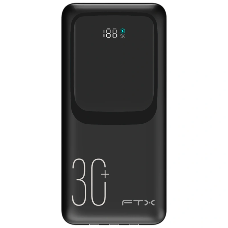 Carregador Portátil FTX PB-30LCD-BK 30000MAH USB USB-C 22.5W - Preto