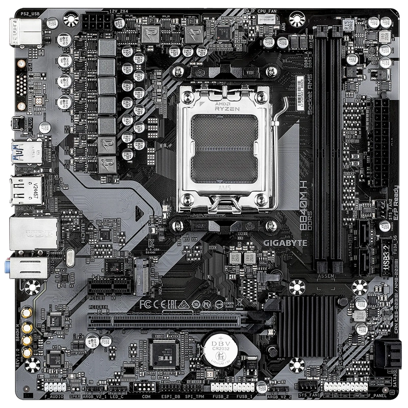 Placa Mãe Gigabyte B840M H Socket AM5 DDR5 AMD B840 4 DIMM DDR5 Micro ATX - Imagem 2
