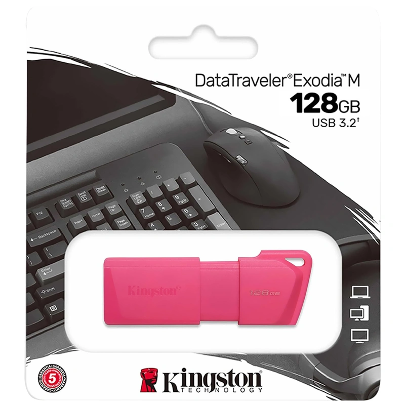 Pendrive Kingston Exodia M 128GB USB 3.2 - Rosa (KC-U2L128-7LN) - Imagem 3