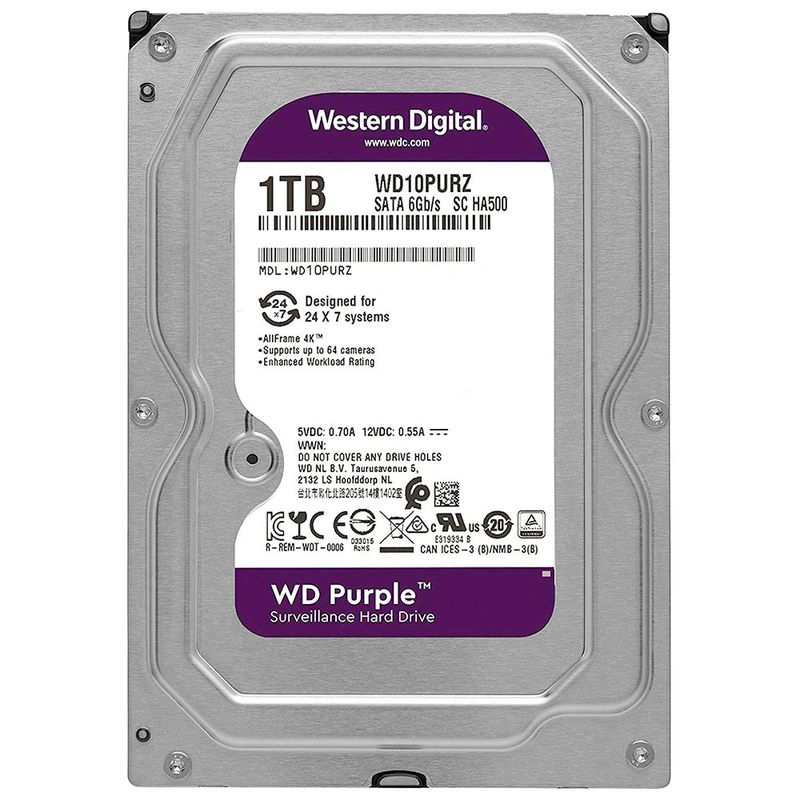 HD Western Digital 1TB WD Purple SATA 3 5400RPM 3.5 SATA 6Gb WD10PURZ