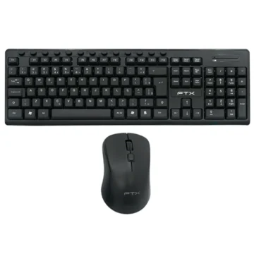 Teclado + Mouse FTX KM250 Wireless Português - Preto Windows USB Receiver