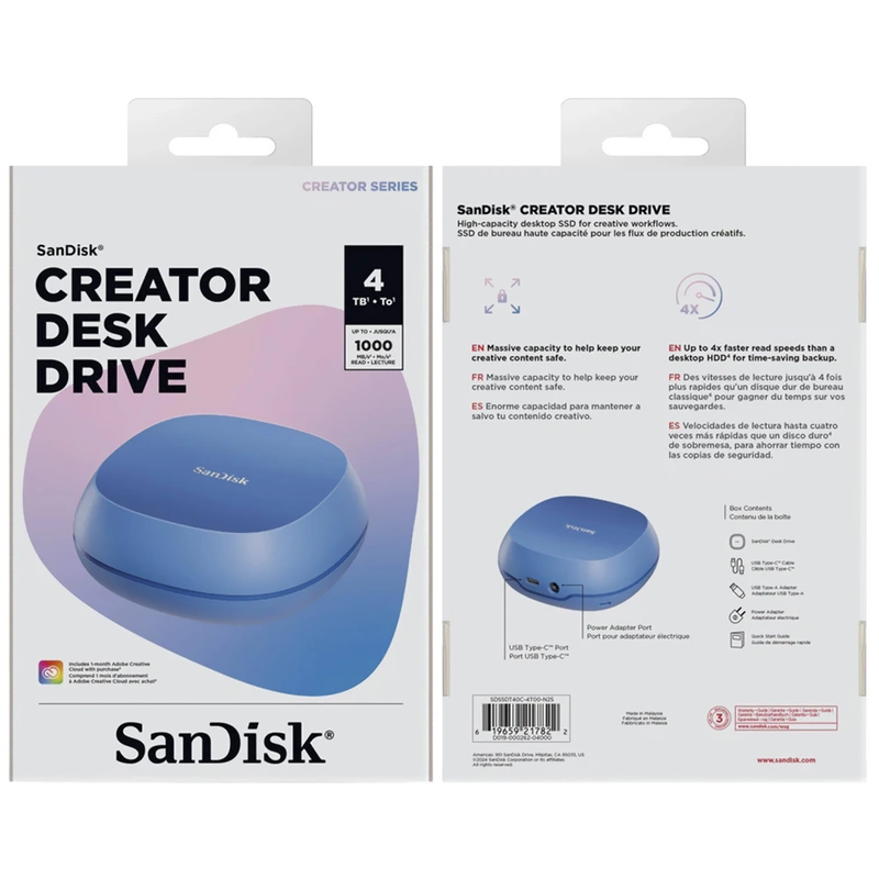 SSD Externo SanDisk 4TB Creator Desk Portátil USB-C 3.2 - Azul (SDSSDT40C-4T00-N25) - Imagem 3