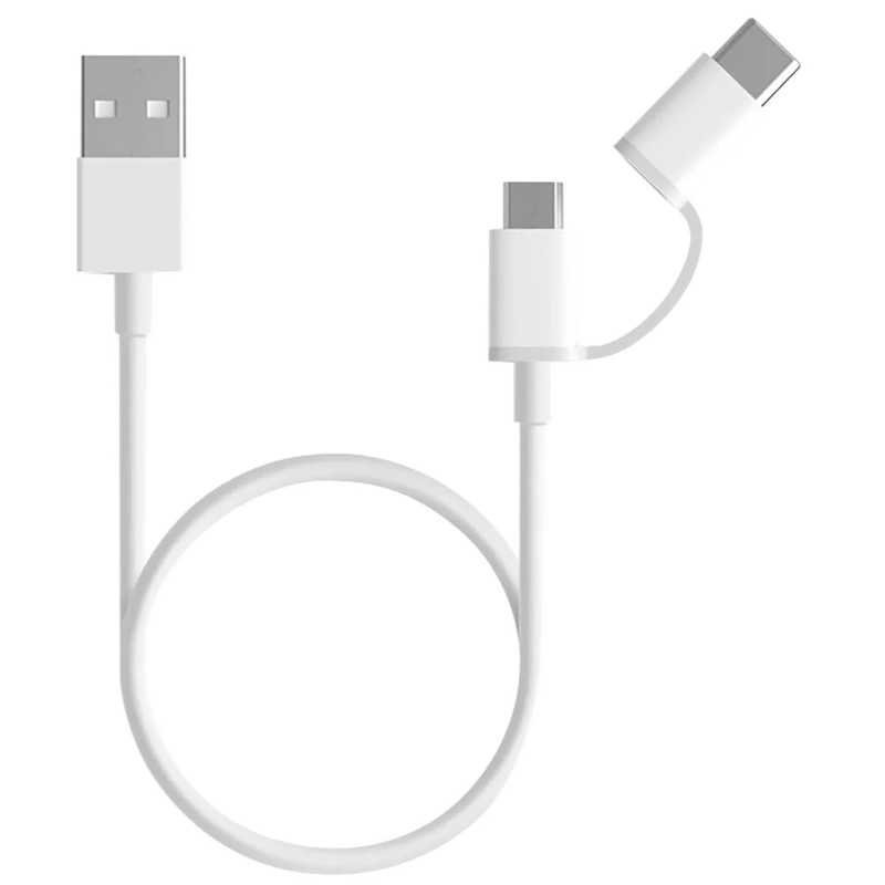 Cabo Xiaomi SJX02ZM 2 In 1 Type C A Micro USB USB Macho 1M - Branco - Imagem 2