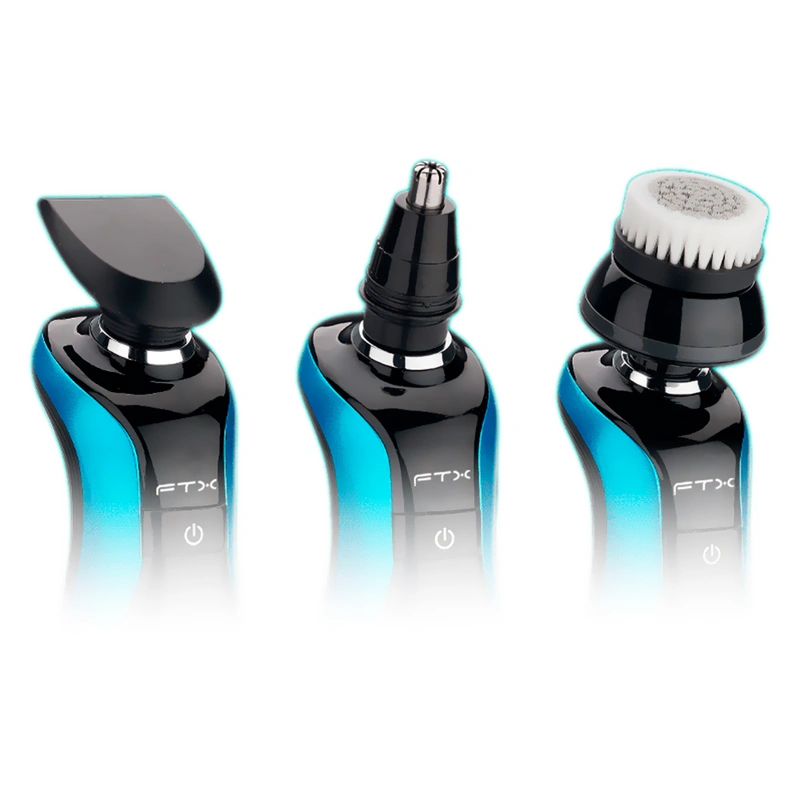 Barbeador FTX ESH-300 Recarregável - Preto Azul (Kit 12 em 1) USB-C - Imagem 2