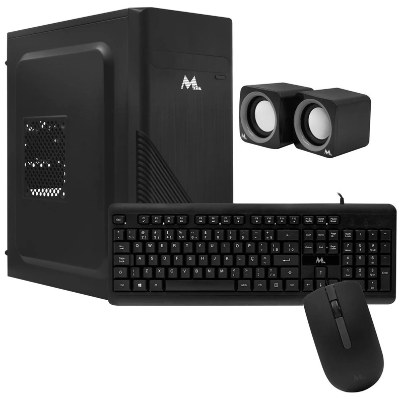 Gabinete Kit Mtek DK07 Fonte 500W Speaker Mouse Teclado Português - Preto