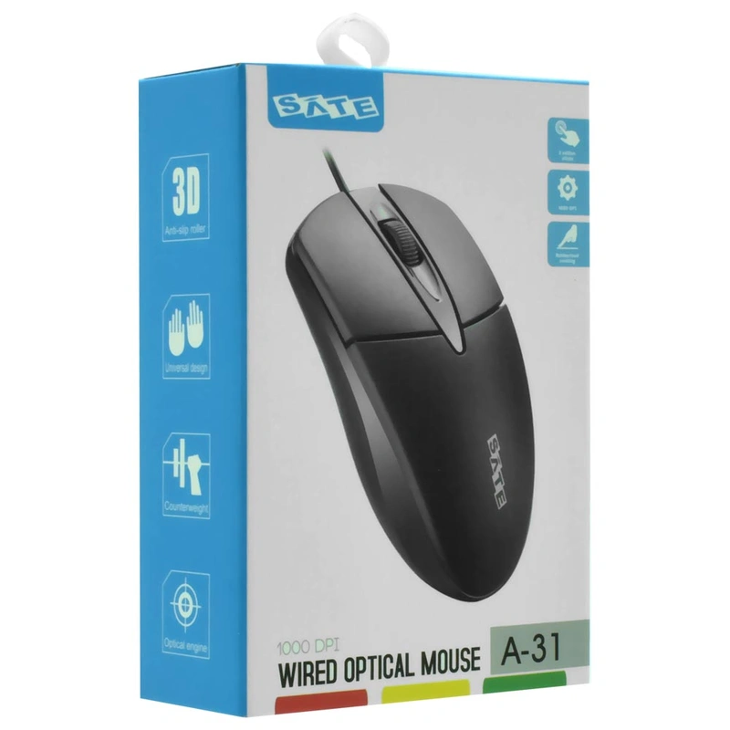 Mouse Satellite A-31 USB - Preto Com fio - Imagem 3