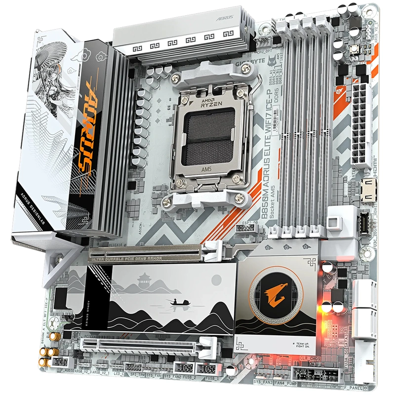 Placa Mãe Gigabyte B850M AORUS Elite Wi-Fi 7 ICE-P Socket AM5 DDR5 AMD B850 - Imagem 3