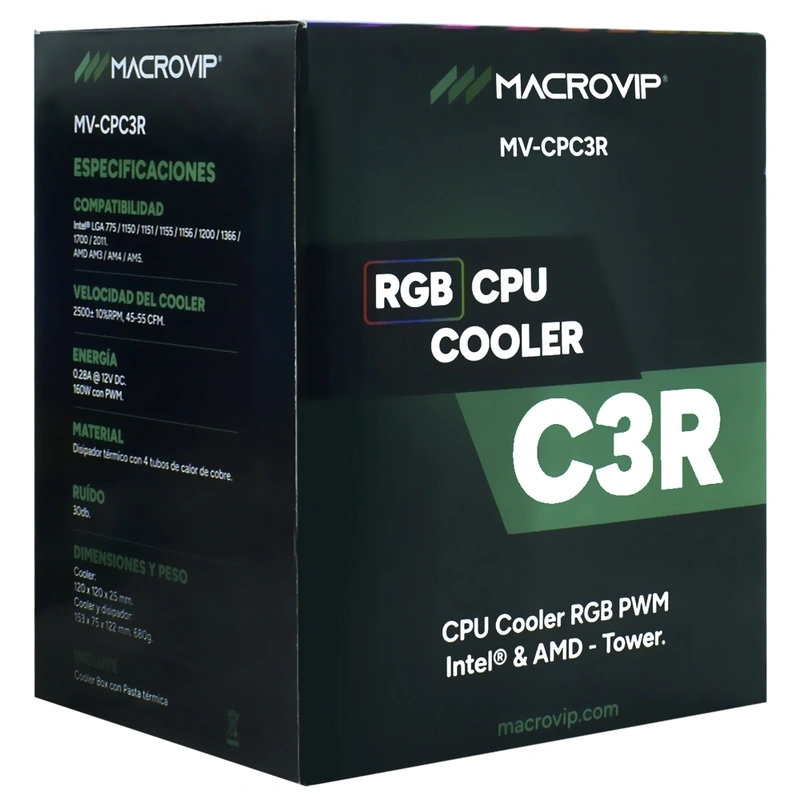 Cooler para Processador Macrovip MV-CPC3R RGB PWM Tower 120MM - Preto Intel: LGA 775 - Imagem 4