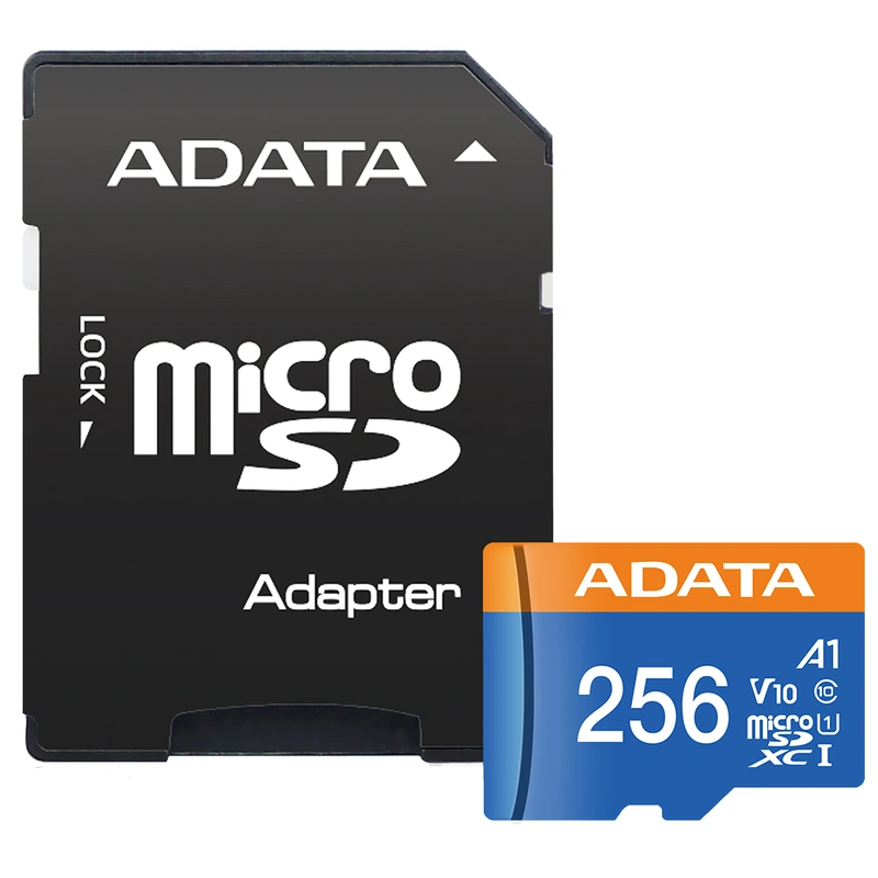 Cartão de Memória Micro SD ADATA V10 2x1 C10 A1 256GB - AUSDX256GUICL10A1-RA1