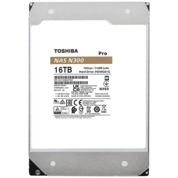 HD Toshiba 16TB N300 Pro Nas 3.5 SATA 6.0 Gbit/s HDWG51GXZSTB