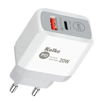 Carregador Tomada Kolke KCR-2576 USB 3.0 USB-C 20W - Branco