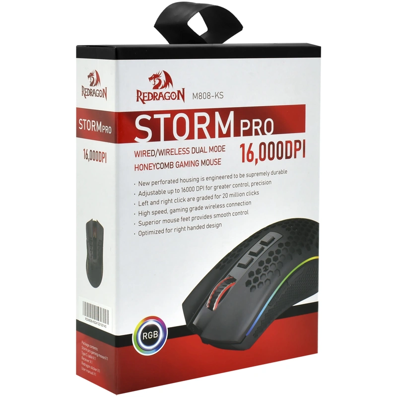 Mouse Gamer Redragon M808-KS Storm Pro Wireless RGB - Preto - Imagem 4