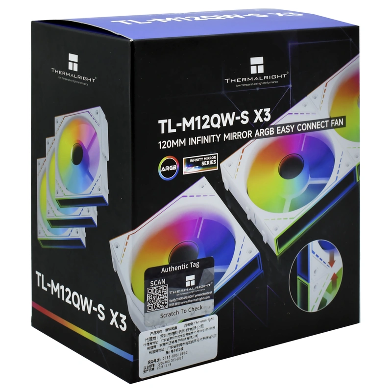 Cooler para Gabinete Thermalright TL-M12QW-S X3 Infinity Mirror ARGB - Branco (Kit com 3) - Imagem 4