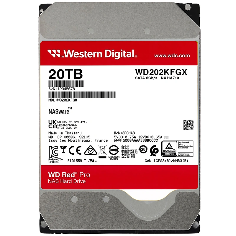 HD Western Digital 20TB WD Red Pro Nas 3.5 SATA 6Gb/s WD202KFGX