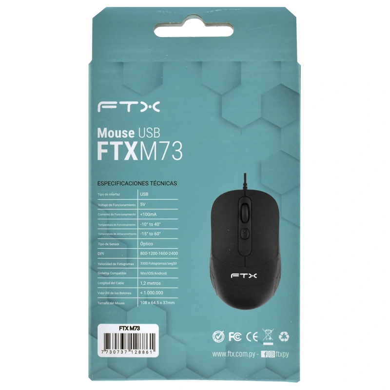 Mouse FTX MW73 Wireless - Preto Cinza USB Receiver 2.4GHz - Imagem 3