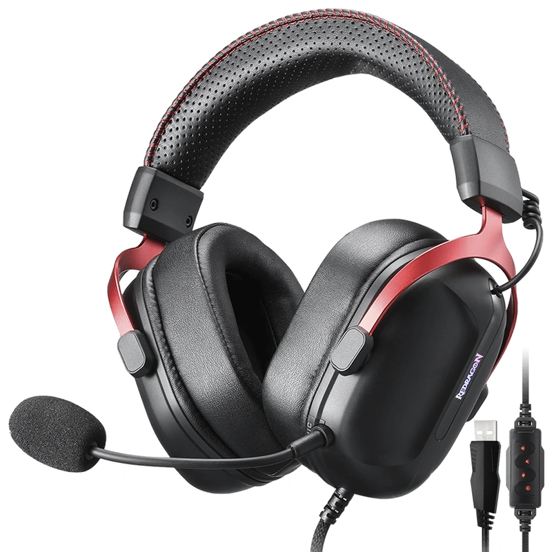Headset Gamer Redragon H312 Cybill Com Fio - Preto Vermelho USB 510g