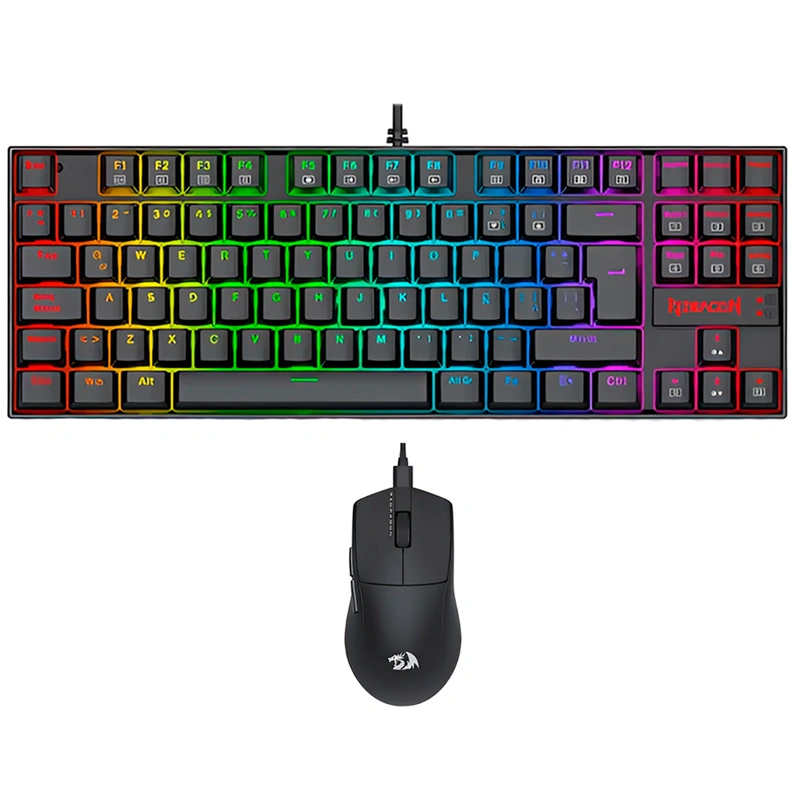 Teclado + Mouse Gamer Redragon Essentials S145 USB RGB Espanhol - Preto
