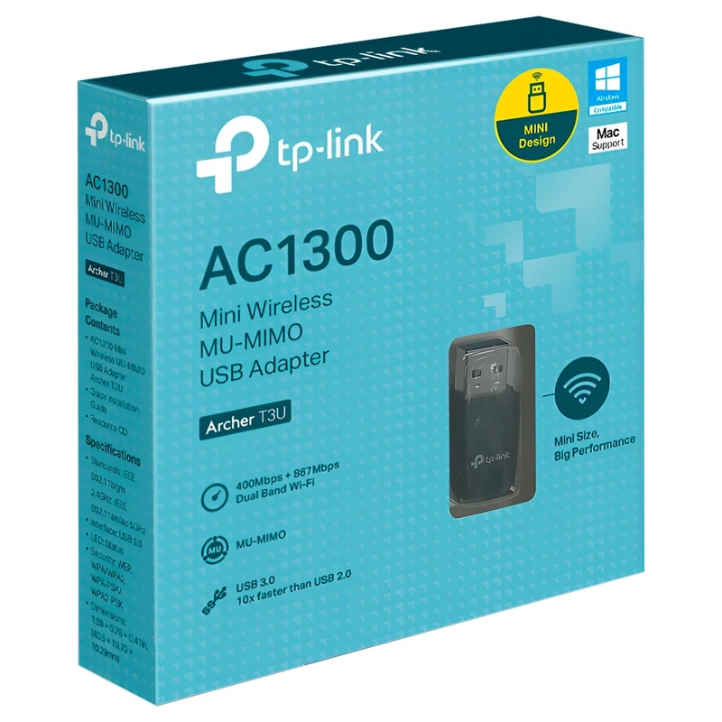 Adaptador Wifi Tp-Link Archer T3U Mini Mu-Mimo USB Dual Band 2.4GHz 5GHz - 1300Mbps - Imagem 3