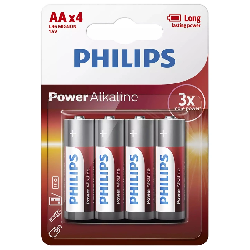 Pilhas Philips Alkaline Power AA com 4 Pilhas - LR6P4B97 Alkaline AA - Imagem 3