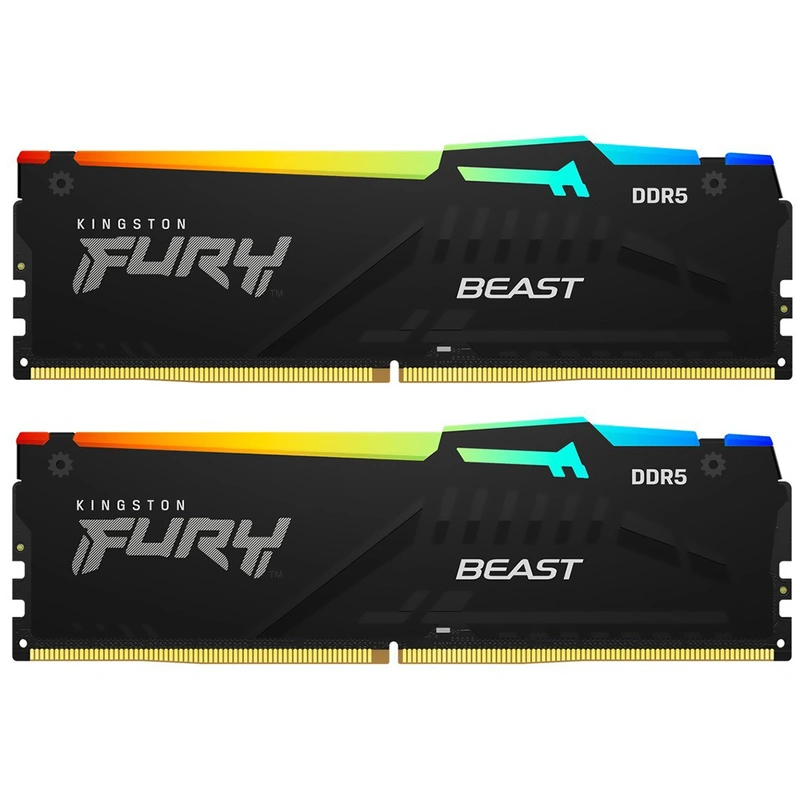 Memória RAM Kingston Fury Beast DDR5 64GB (2x32GB) 5200MHz RGB - Preto (KF552C40BBAK2-64)