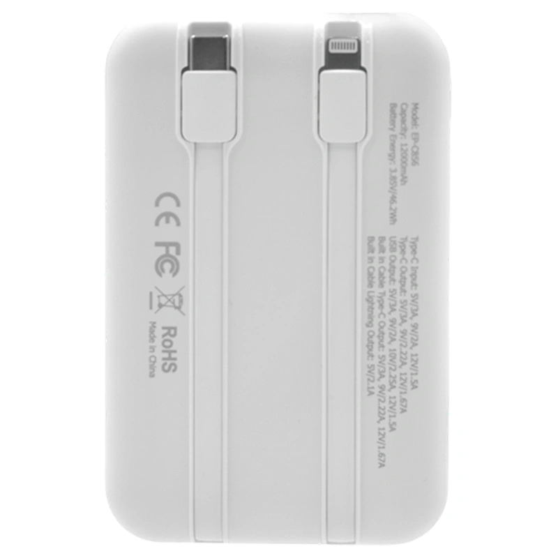 Carregador Portátil Ecopower EP-C856 12000mAh USB-C Lightning - Branco - Imagem 2