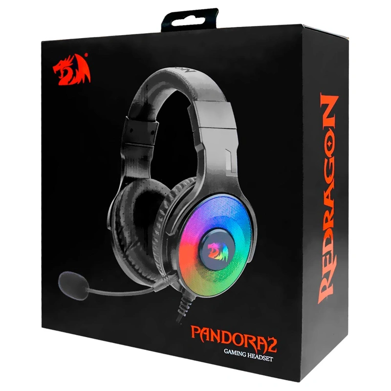 Fone Gamer Redragon H350RGB-1 Pandora 2 RGB Com Fio - Preto Analógico de 3.5 mm - USB - Imagem 3