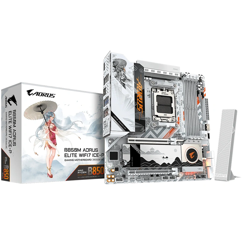 Placa Mãe Gigabyte B850M AORUS Elite Wi-Fi 7 ICE-P Socket AM5 DDR5 AMD B850