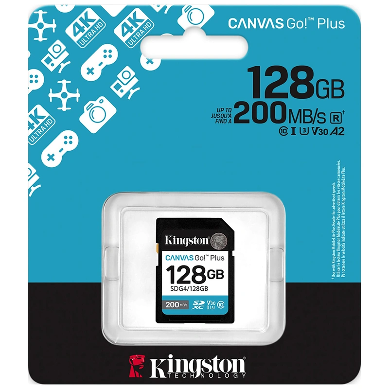 Cartão de Memória SD Kingston Canvas Go Plus C10 U3 V30 A2 128GB - SDG4128GB - Imagem 3