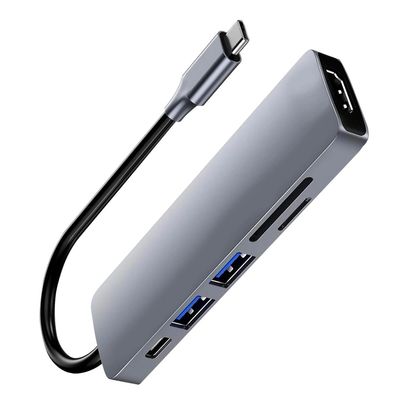 Hub USB-C 3.1 Satellite A-HUBC55 6 Portas HDMI 2 USB 3.0 SD TF USB-C Fêmea - Cinza - Imagem 3