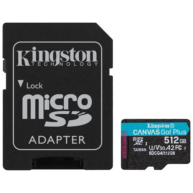 Cartão de Memória Micro SD Kingston Canvas Go Plus U3 C10 V30 A2 512GB - SDCG4512GB