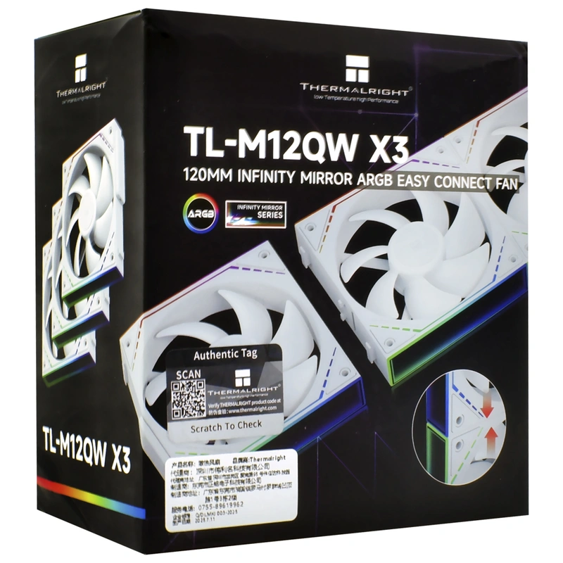 Cooler para Gabinete Thermalright TL-M12QW X3 Infinity Mirror 12X12 ARGB Branco (Kit 3) - Imagem 3