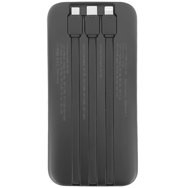 Carregador Portátil FTX PB-10LCD-BK 10000MAH USB Micro USB USB-C 22.5W - Preto - Imagem 3