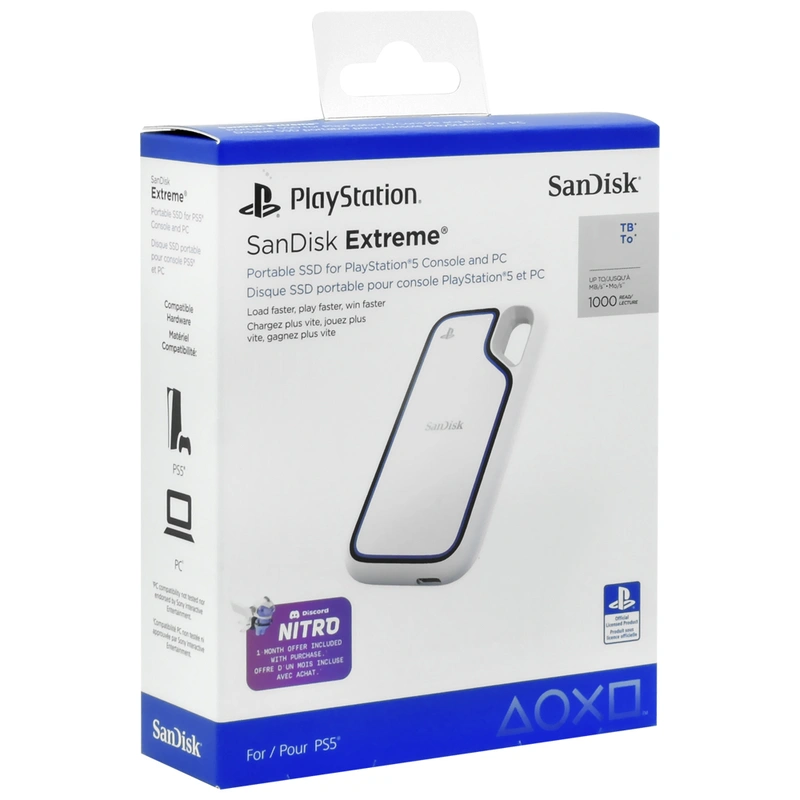 SSD Externo SanDisk 1TB Extreme PS5 Portátil USB-C 3.2 - Branco (SDSSDE62P-1T00-G25) - Imagem 3