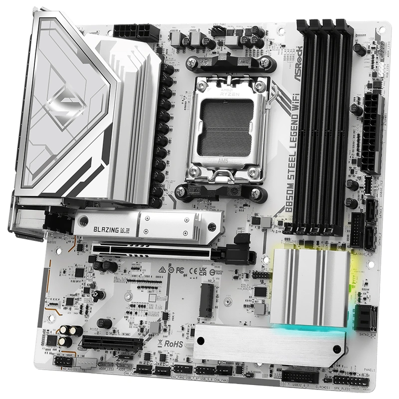 Placa Mãe ASRock B850M Steel Legend Wi-Fi Socket AM5 DDR5 AMD B850 Micro ATX - Imagem 3