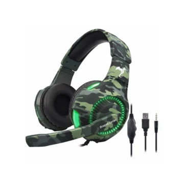Fone Gamer Kolke KGA-487 Trooper LED Com Fio - Verde Camuflado PS4 / PC / Notebook