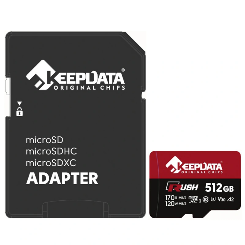 Cartão de Memória Micro SD Keepdata Rush C10 XC I U3 V30 A2 512GB - KDMSDC10U3V30A2512G