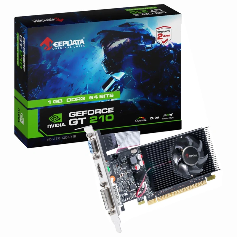 Placa de Vídeo Keepdata 1GB GeForce GT210 DDR3 - LOW PROFILE KDGT210-1GD364B