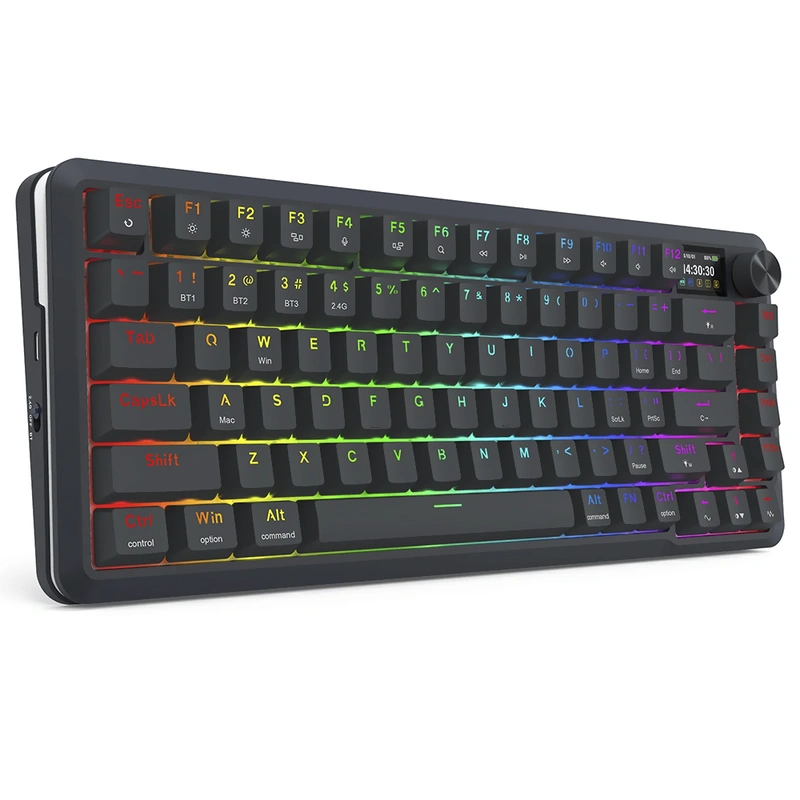 Teclado Gamer Mecânico Redragon K708-RGB-PRO Flekact Pro Wireless RGB LCD Inglês - Preto - Imagem 2