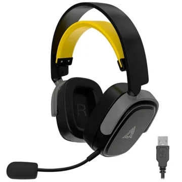 Headset Gamer Ajazz AHM09 Max Wireless - Preto Cinza (986857) PC USB Receiver de 2.4G