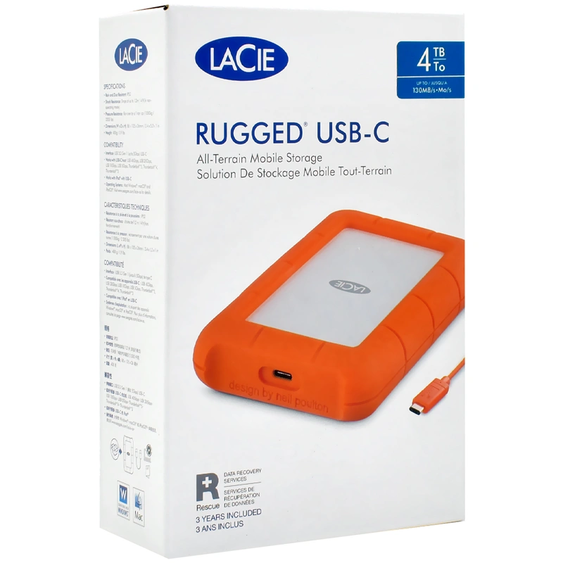 HD Externo Lacie 4TB Rugged 2.5 1 USB-C 3.1 STFR4000800 - Imagem 4